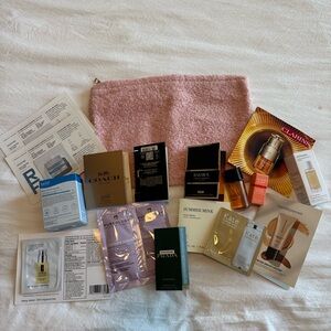 Pink Textured Pouch with Assorted Beauty Samples